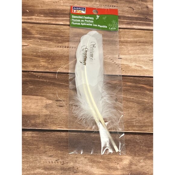 ArtMinds WHITE SEASONS GREETINGS Stenciled Feathers 3 PACKS 279686 HOLIDAY - Picture 3 of 3